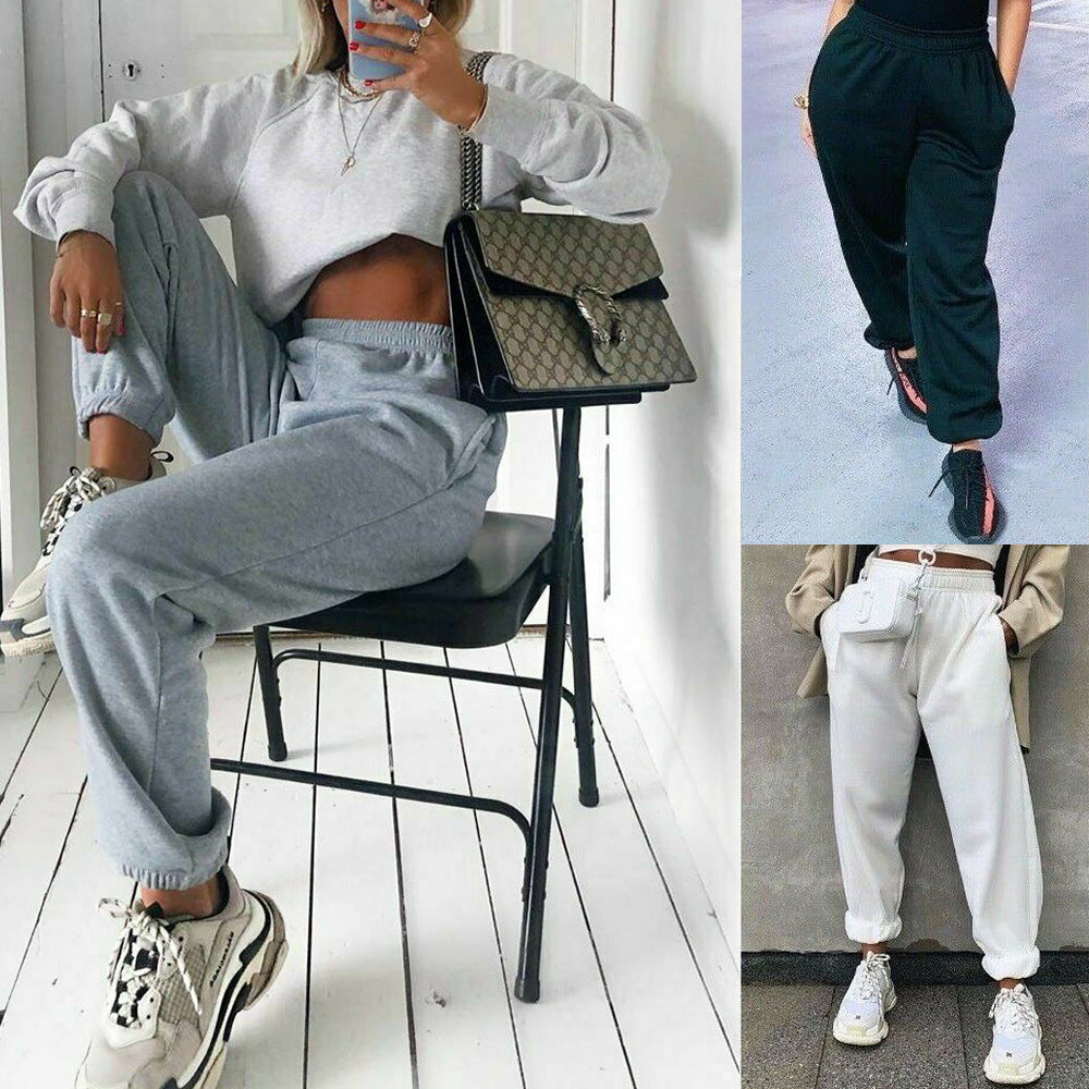 High-Waist Sports Trousers/Joggers