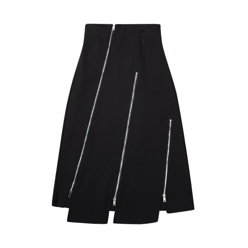 Zipper Slit Niche A-Line Skirt