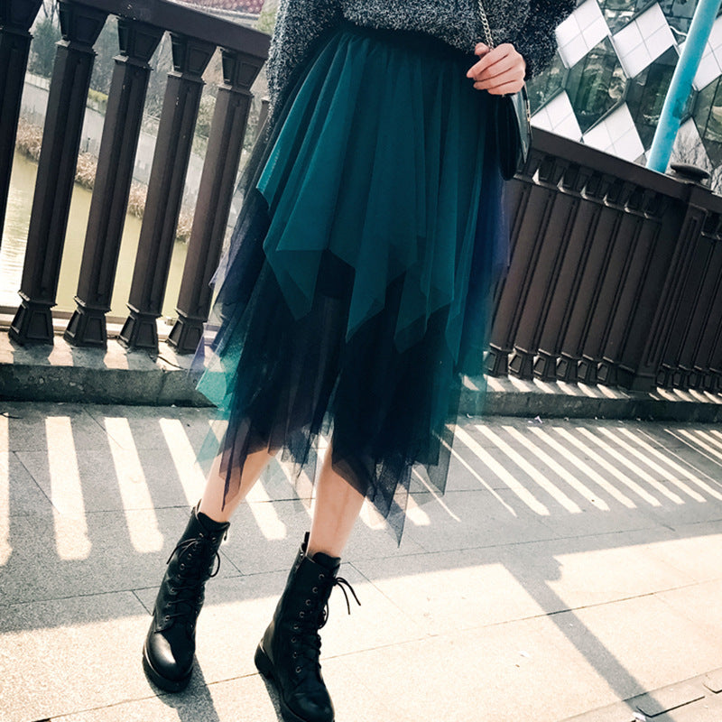 spell color net gauze peng peng skirt fairy half skirt