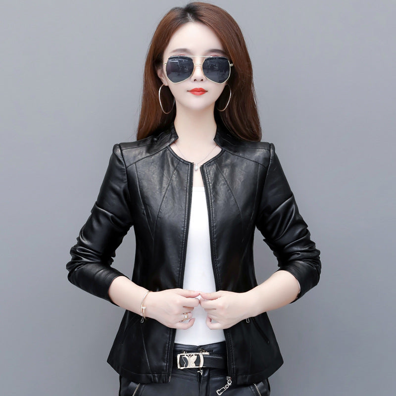 Korean-Style  Slim Leather Jacket