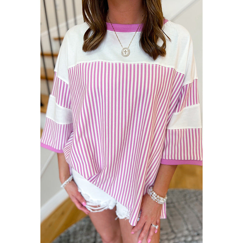 Striped Half-Sleeve Top