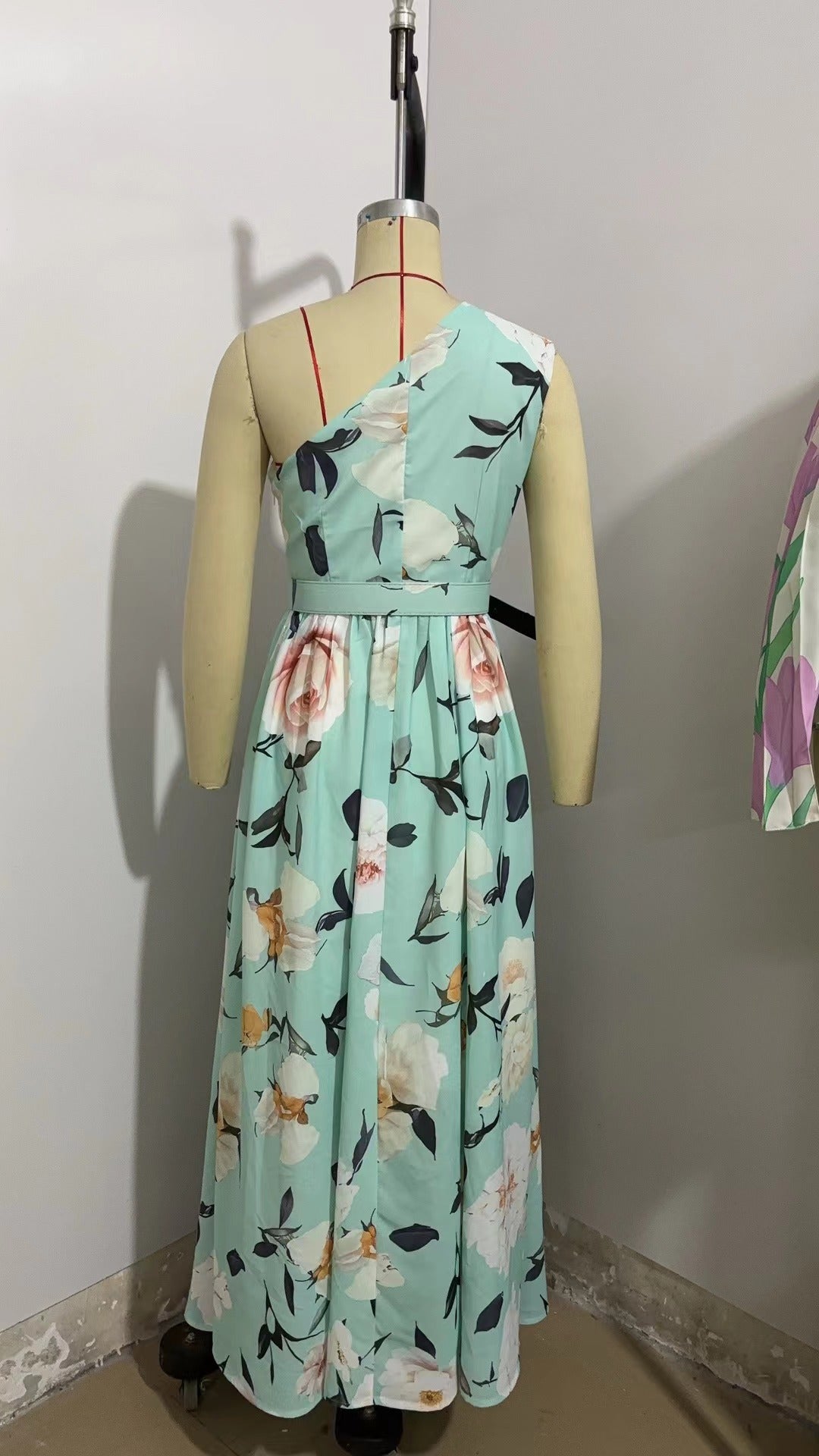Women's Oblique Shoulder Digital Printing Sleeveless Vest Dress