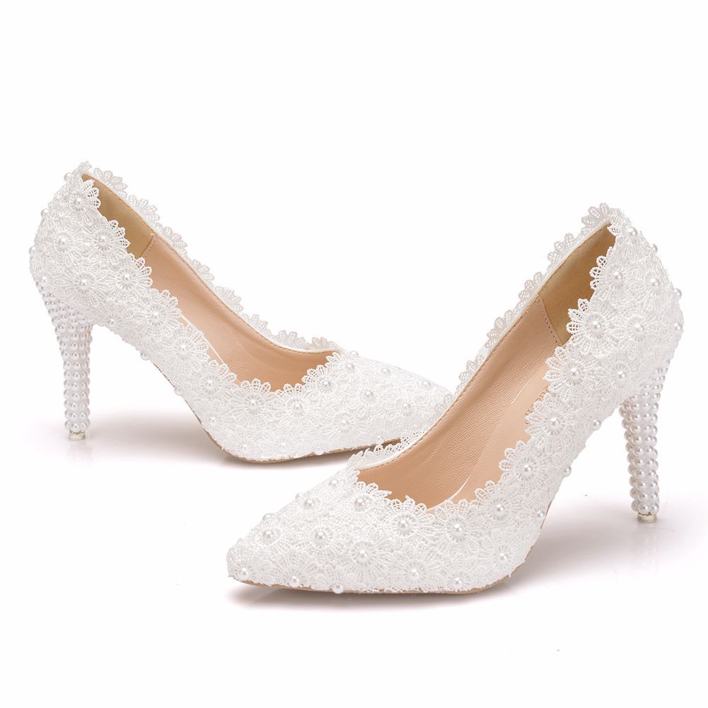 Pearl Lace Stiletto Wedding Shoes