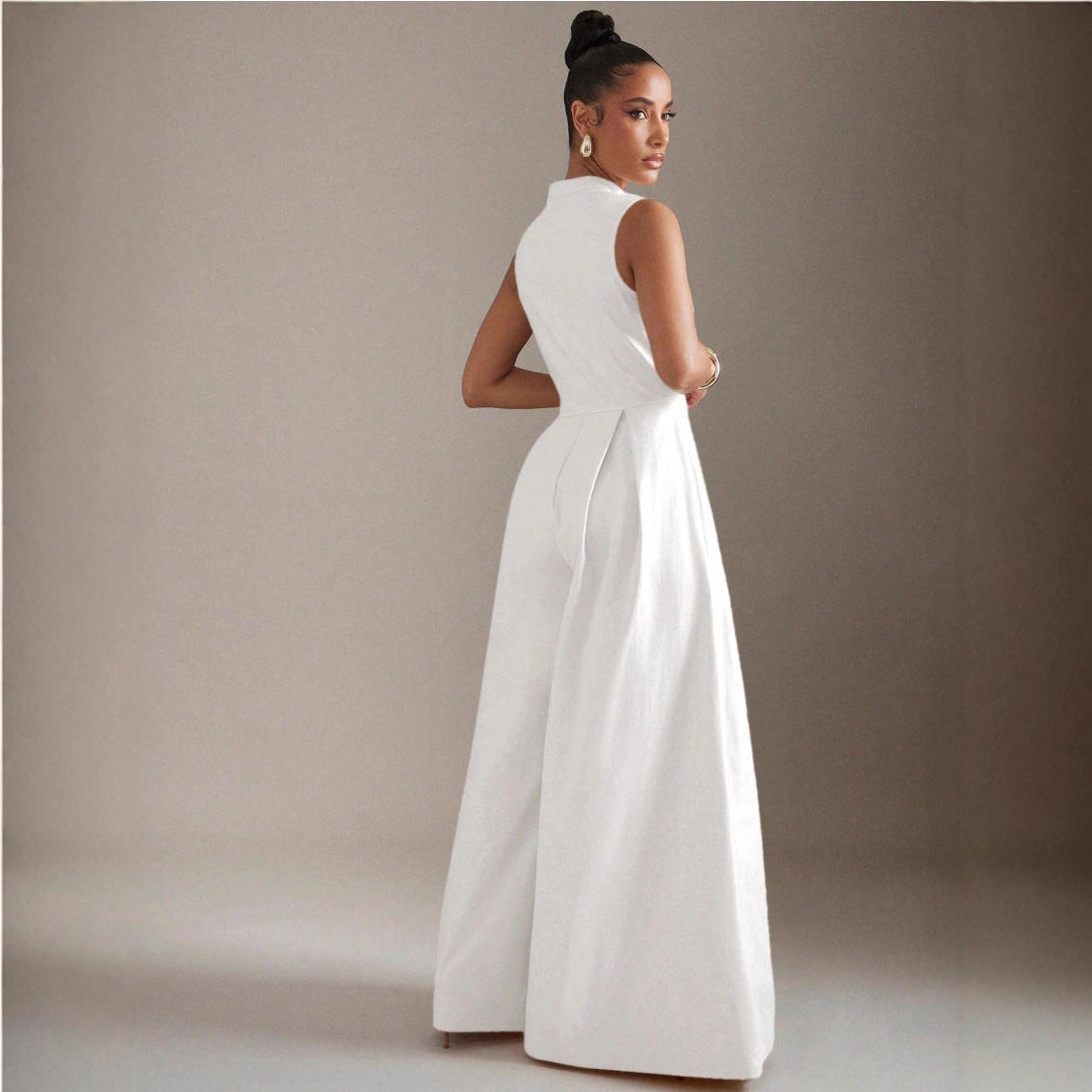 Women's Solid-color Sleeveless Zip-up Dress