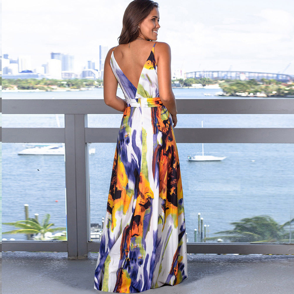 Colourful Printing Long Dress