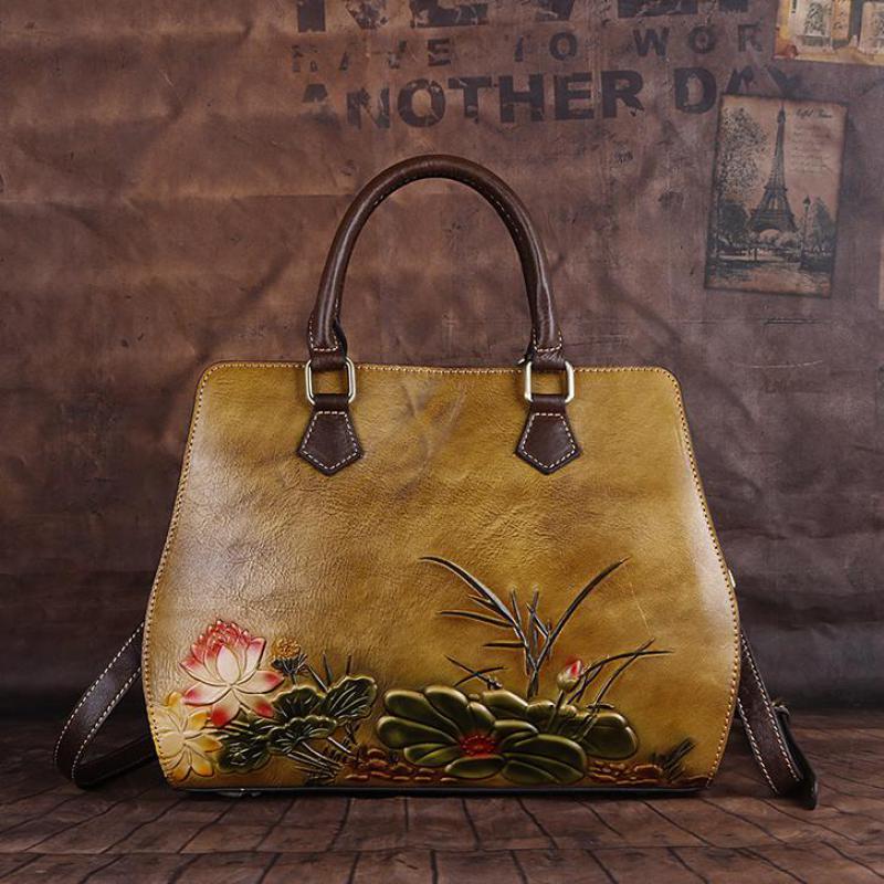 Cowhide Handbag - Ladies' Retro Cross-Border Bag