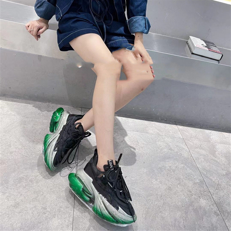 Leather Thick-Soled New Jelly High Casual Sports Shoes For Women