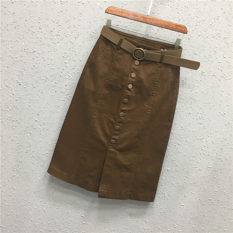 Split high waist bag hip skirt