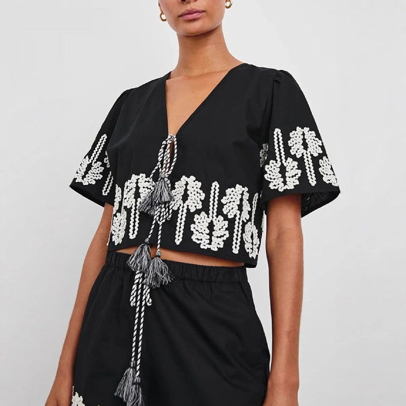 Womens New Elegant & Sophisticated High-Waisted Printed Casual Fashion Set