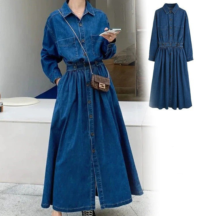 High-Waist Slimming Denim Dress