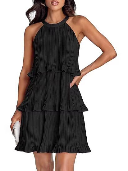 Pullover Tiered Ruffled Hem Sleeveless Dress