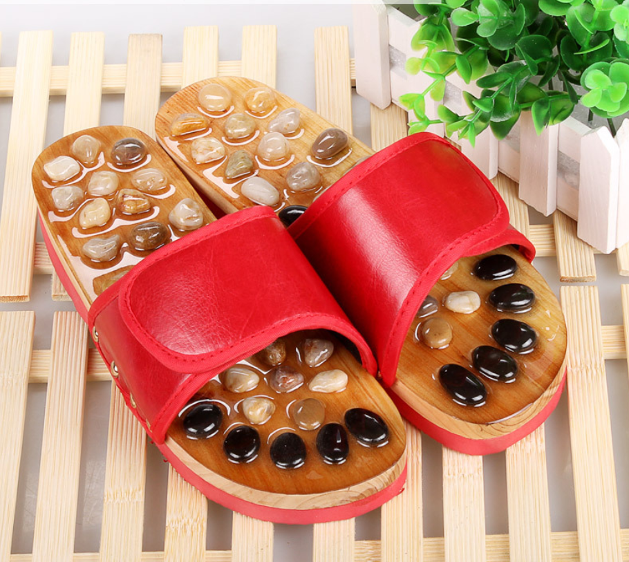 Natural color jade stone jade pebbles foot soles health massage shoes home slippers