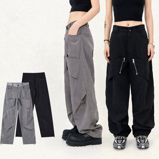 Street Pleated Texture Stitching Trousers