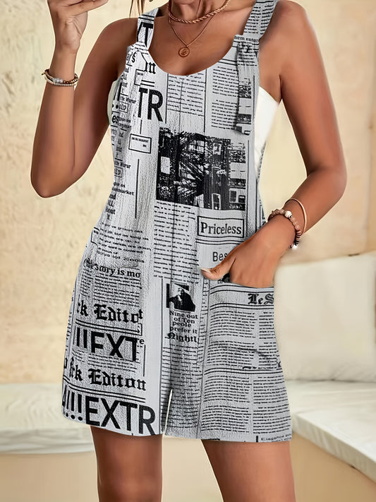 Newspaper Print Romper