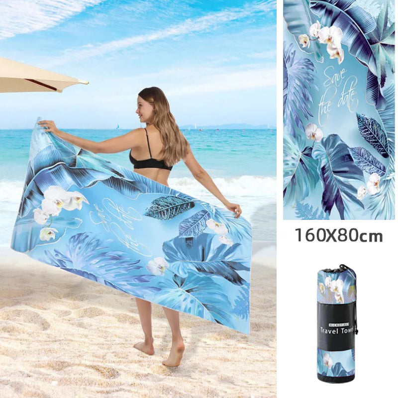 Printed Beach Towel - Microfibre Double-Sided Fleece Beach Towel