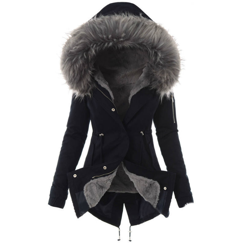 Fur-Collar Cotton Jacket For Women