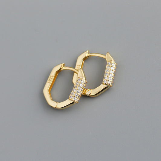 Women's Statement Electroplated Diamond Hoop Earrings