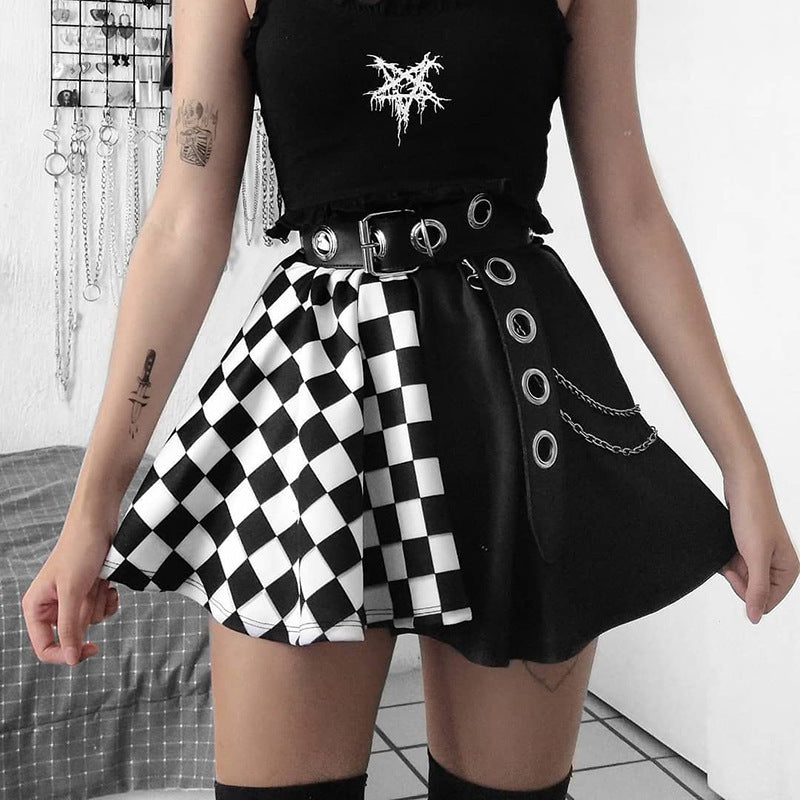 Gothic Plaid A -Line Mini Skirt
