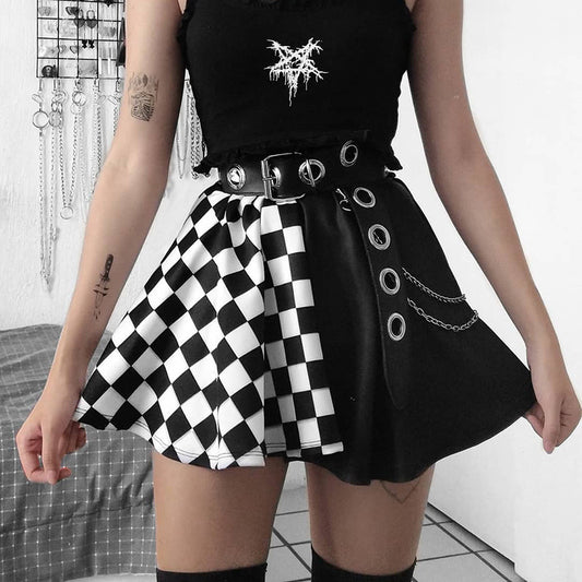Gothic Plaid A -Line Mini Skirt