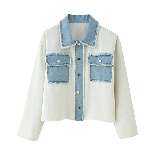 Knitted Stitching Denim Cardigan Jacket