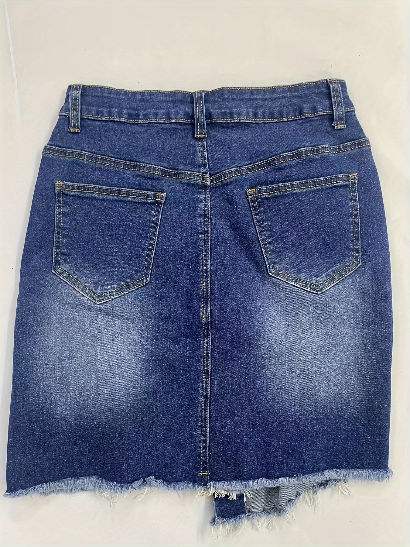 Ripped Raw-Hem Denim Mini Skirt