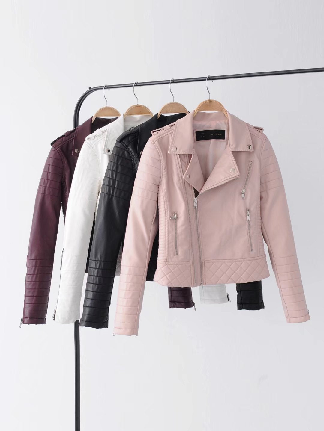 Small Imitation Leather Zipper Jacket For Women