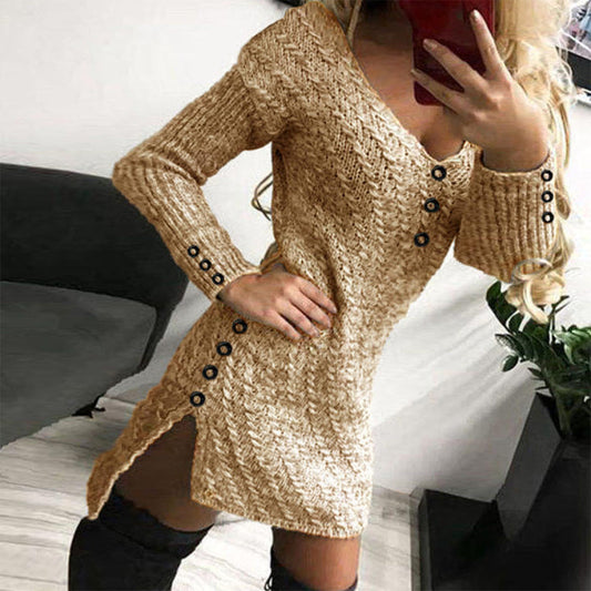 Cardigan-Style Solid-Colour Mini  Dress