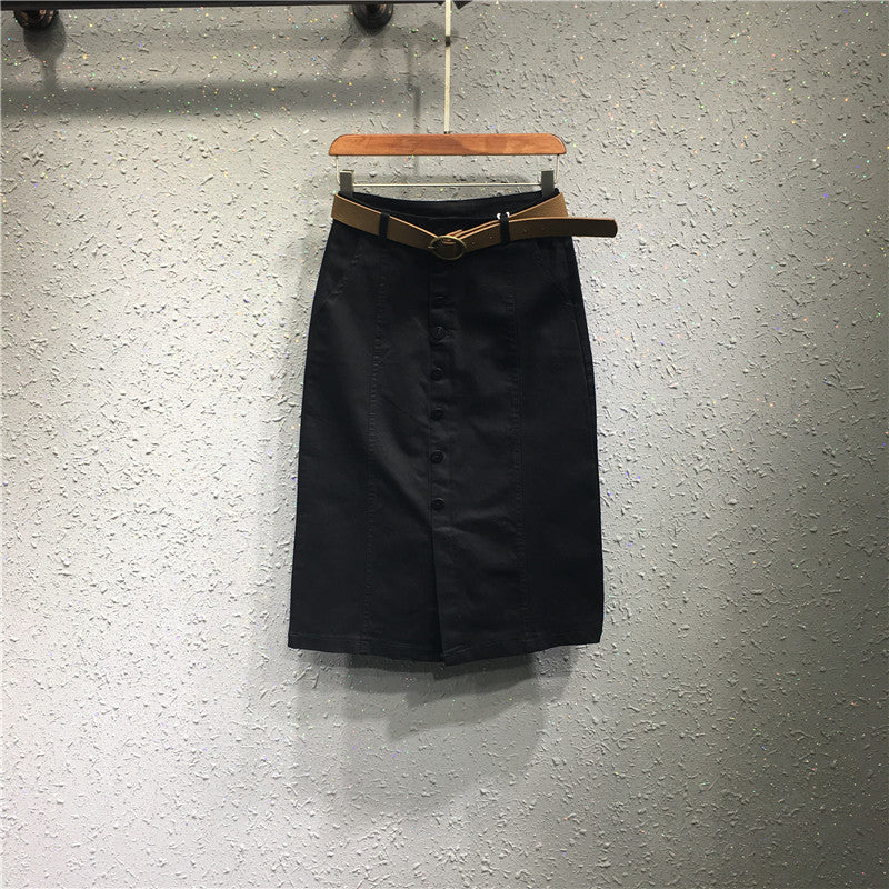 Split high waist bag hip skirt