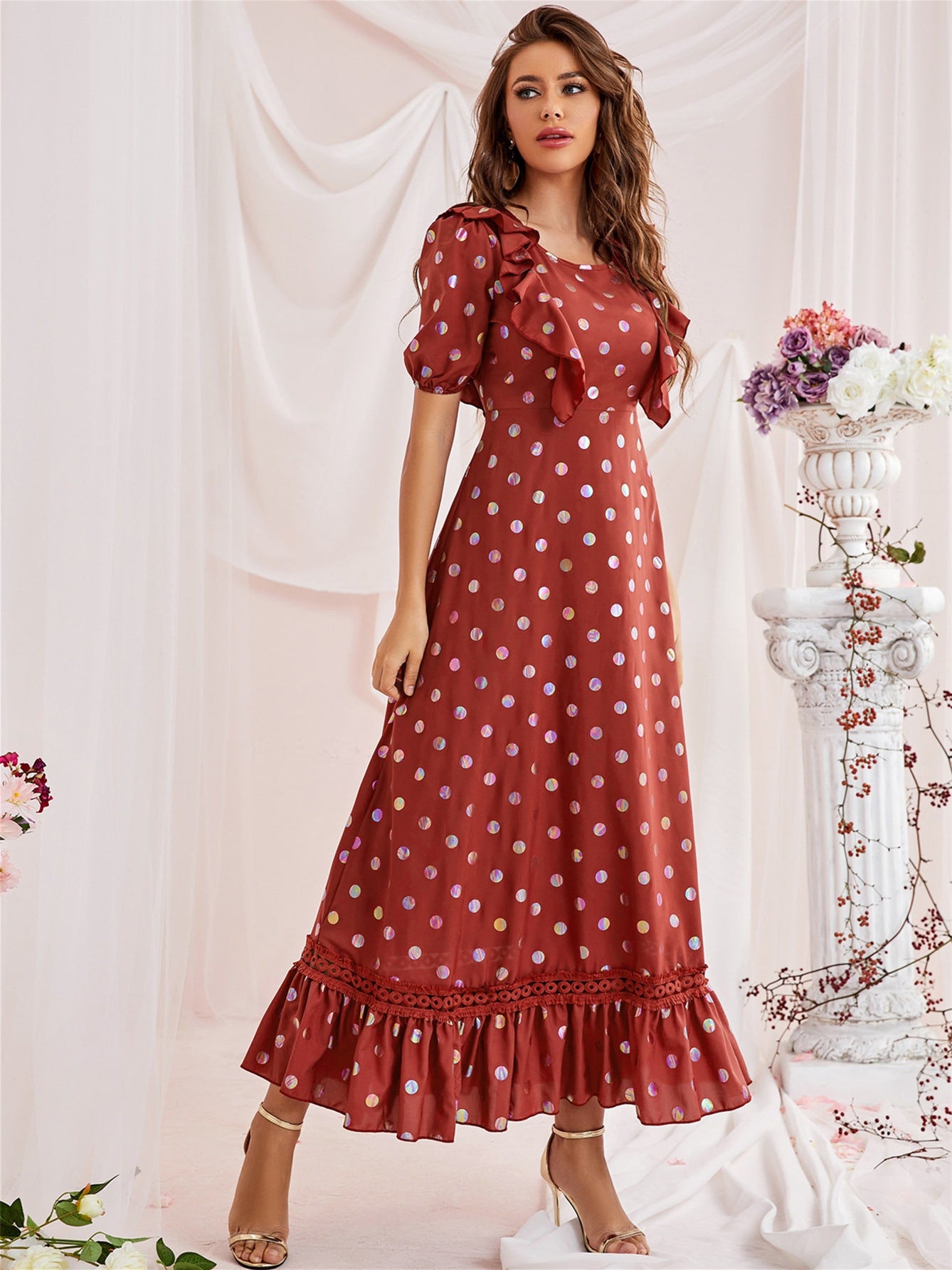 Bohemian Style Bronzing Polka Dot Dress