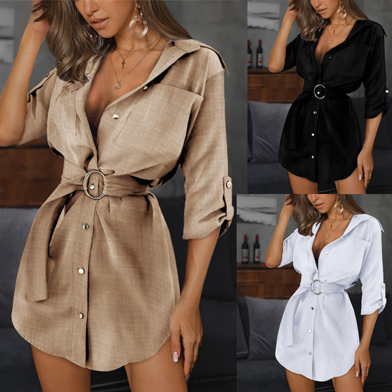 Women's  Wan-Sleeve V-Neck Dress Shirt