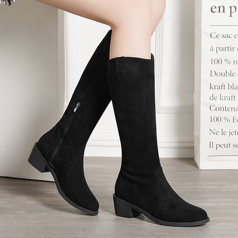 Chunky Mid-Heel Boots