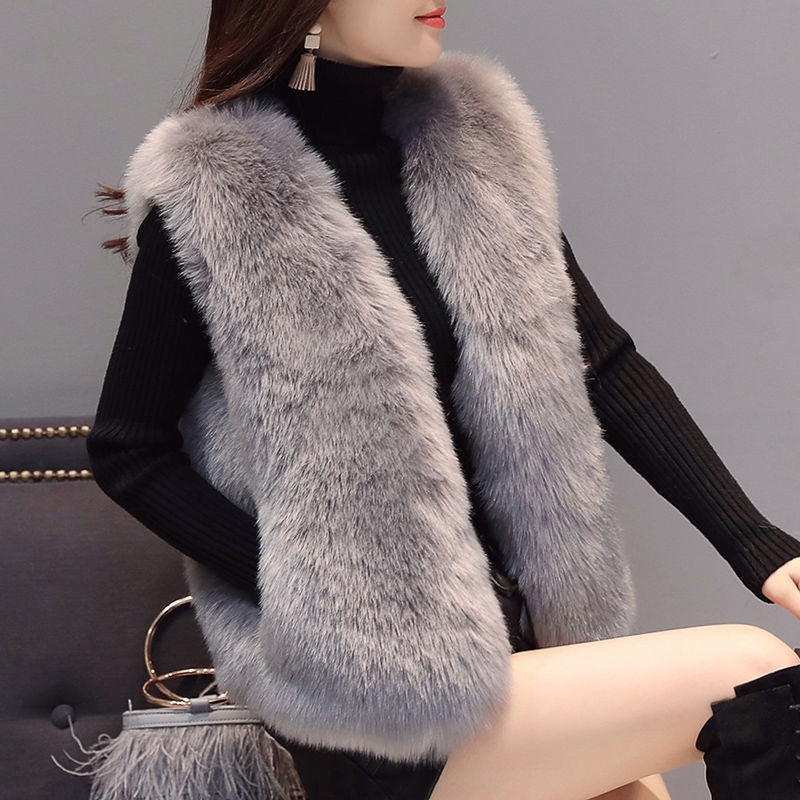 Imitation Fox Fur Waistcoat Vest