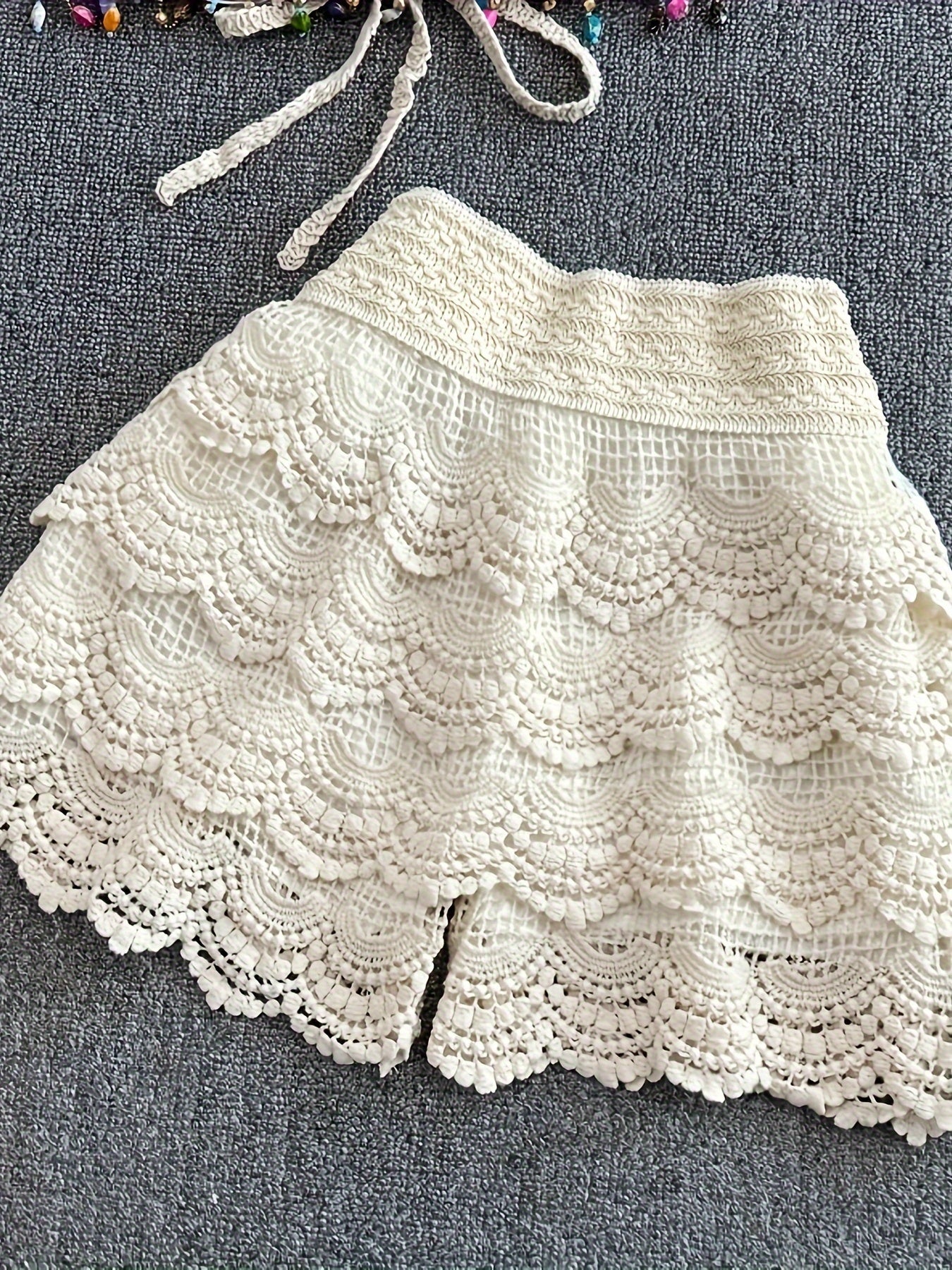 Lace Layered Crochet Embroidered Shorts