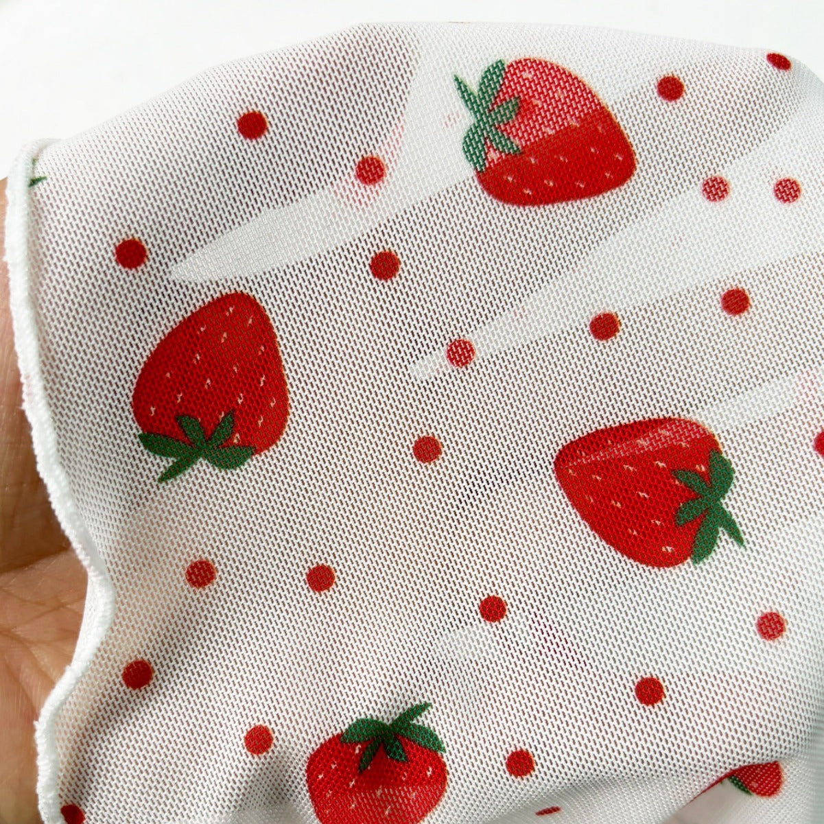 Cute Lace Strawberry Print Stitching Pyjama Outfit