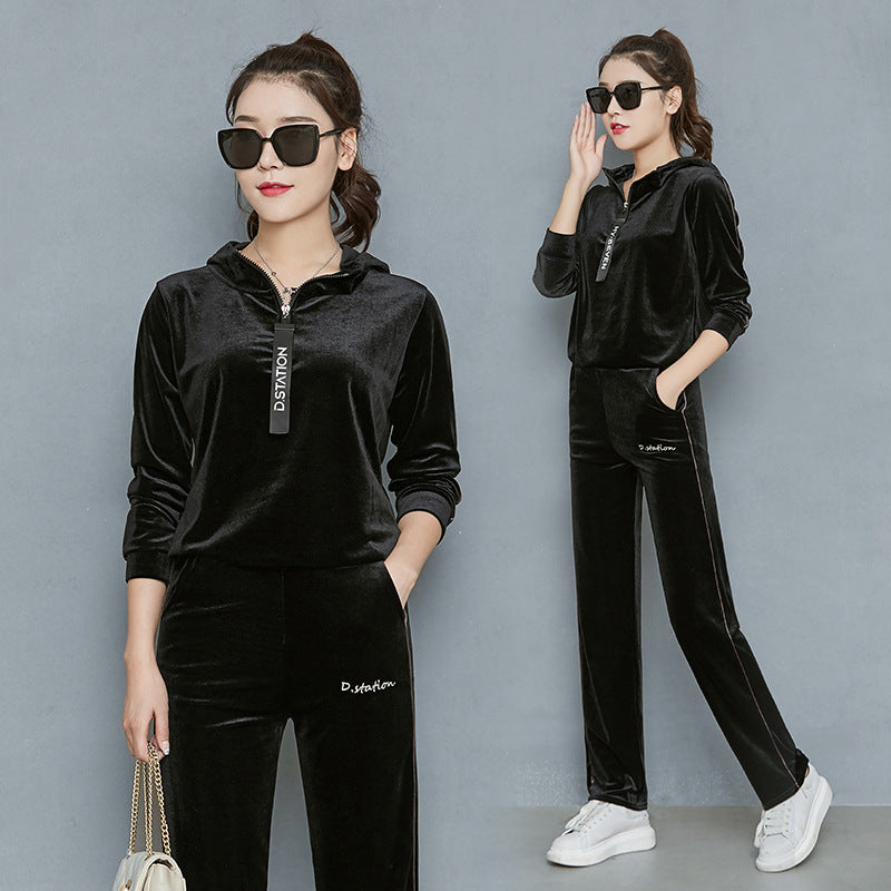 Wide Leg Trousers For Women In A Velvet Tracksuit