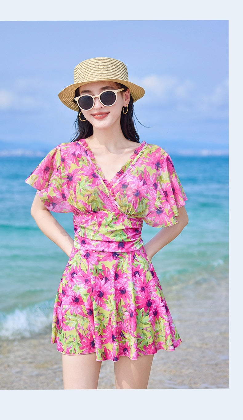 French-Style Floral Short Dress