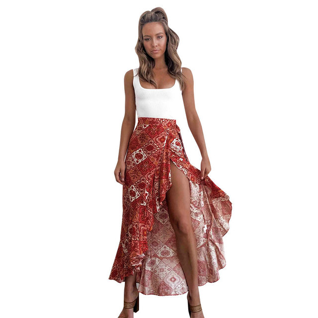 Irregular Ruffle Long Skirt