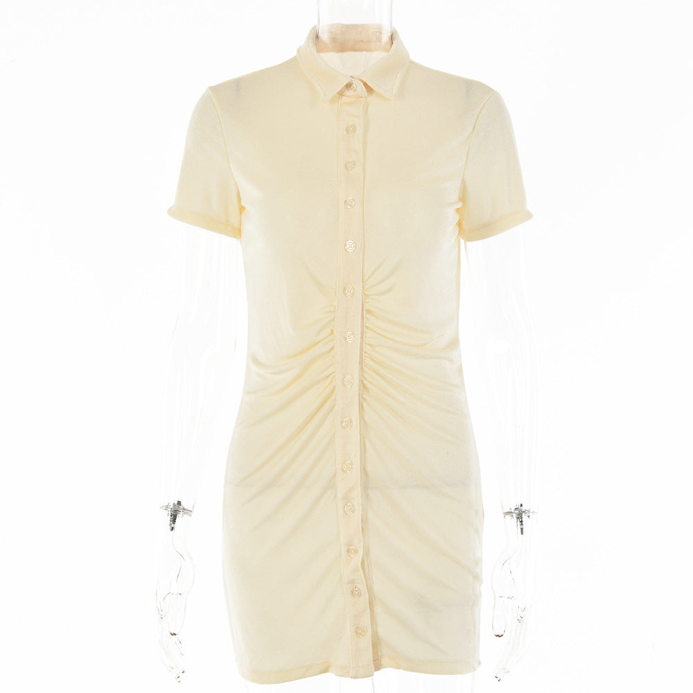 Slim-Fit V-Neck Short Dress