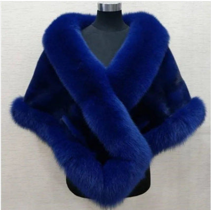 Luxury Fur Poncho Fluffy Shawl Jacket