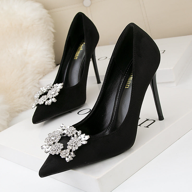 Rhinestones Pointed-Toe High Heels