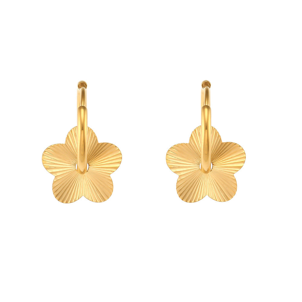 Gold-Plated Heart Flower Earrings