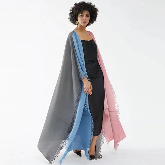 Pleated Fringe Cardigan Shawl Trench Coat