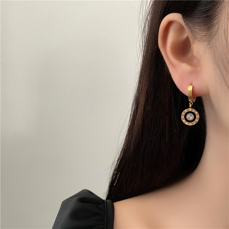Roman Numeral Buckle Fashion Hoop Earrings