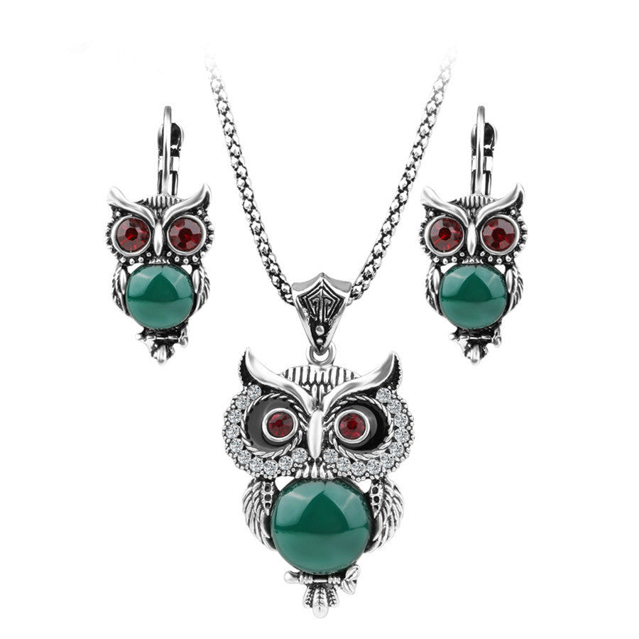 Owl Jewellery Set For Women - Necklace+Earrings