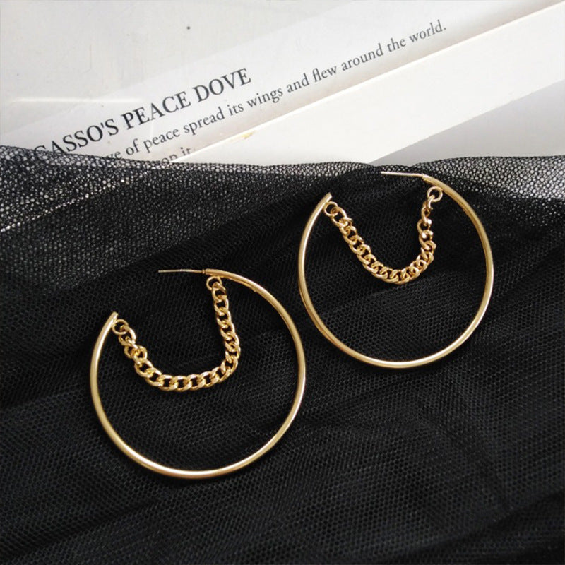 Women's Trendy Style Hoop Chain Earrings