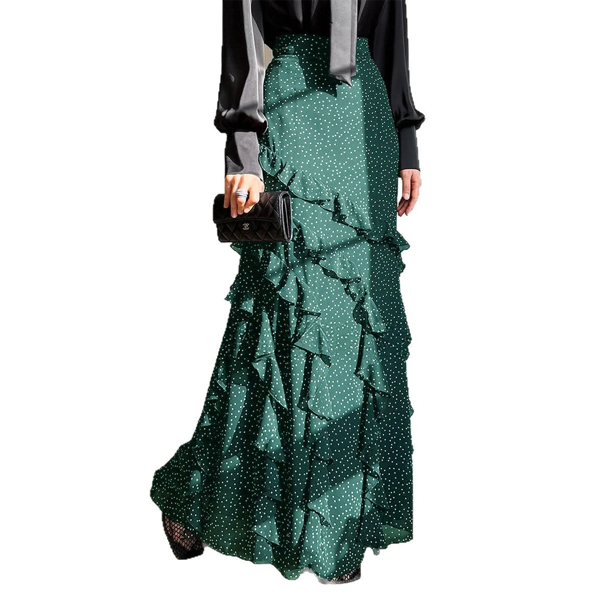 Casual Vacation Polka-Dot Lace Long Skirt Women's Skirt