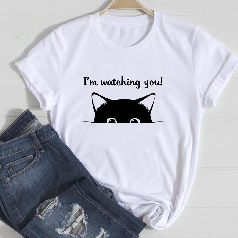 Cat Printed European & American Short-Sleeve T-Shirt