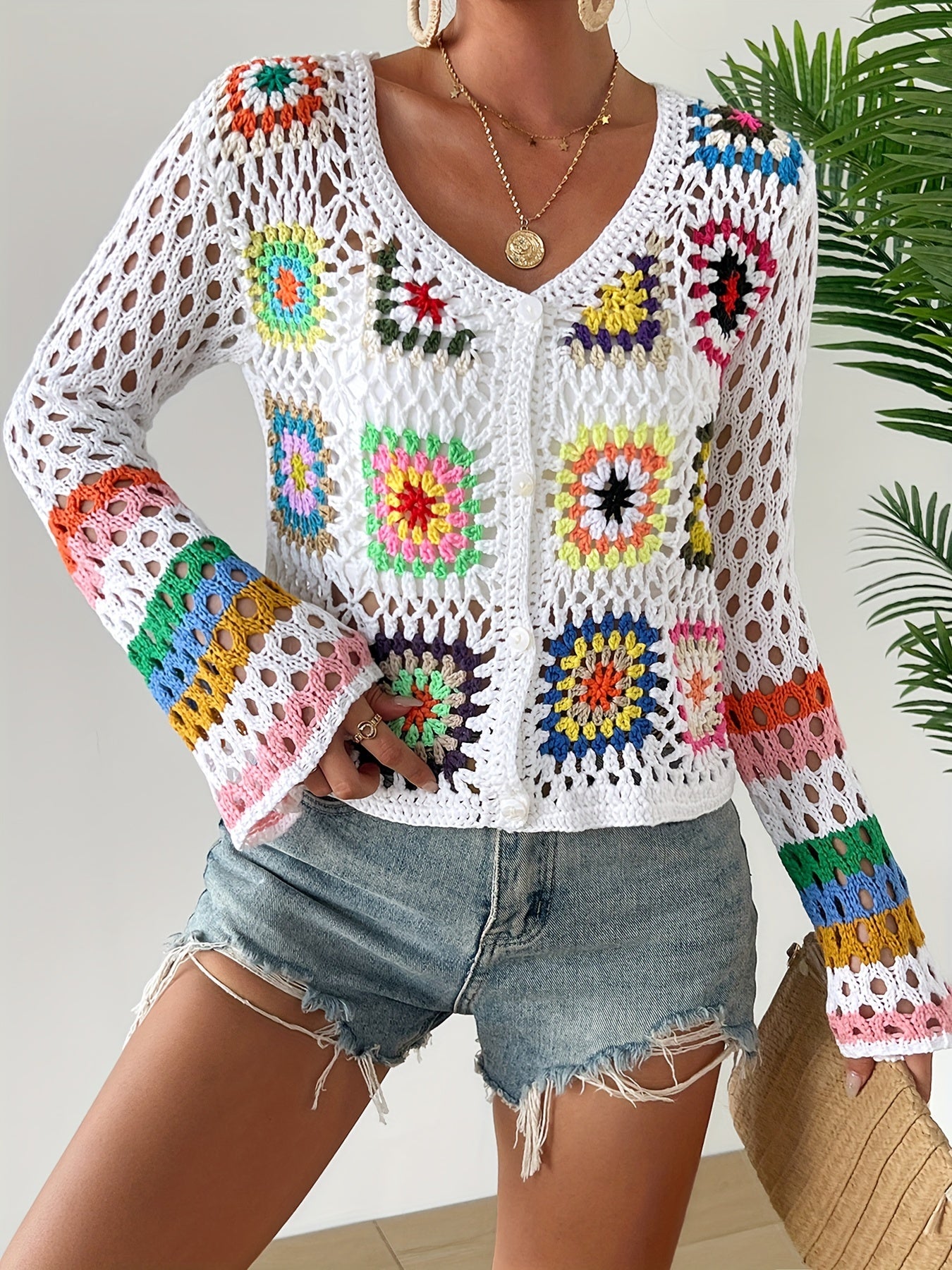 Button Crochet  Knitted Cardigan