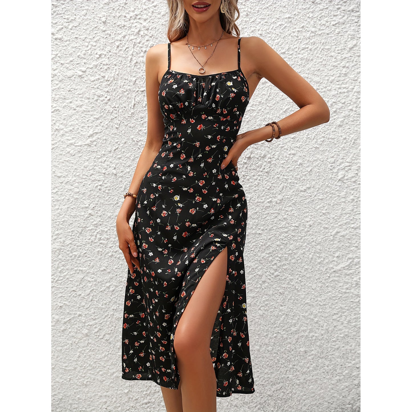New Polka Dot-Print Suspender Dress