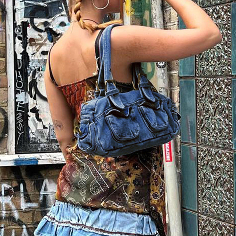 Stylish Good Texture Retro Denim Handbag For Women - American Style